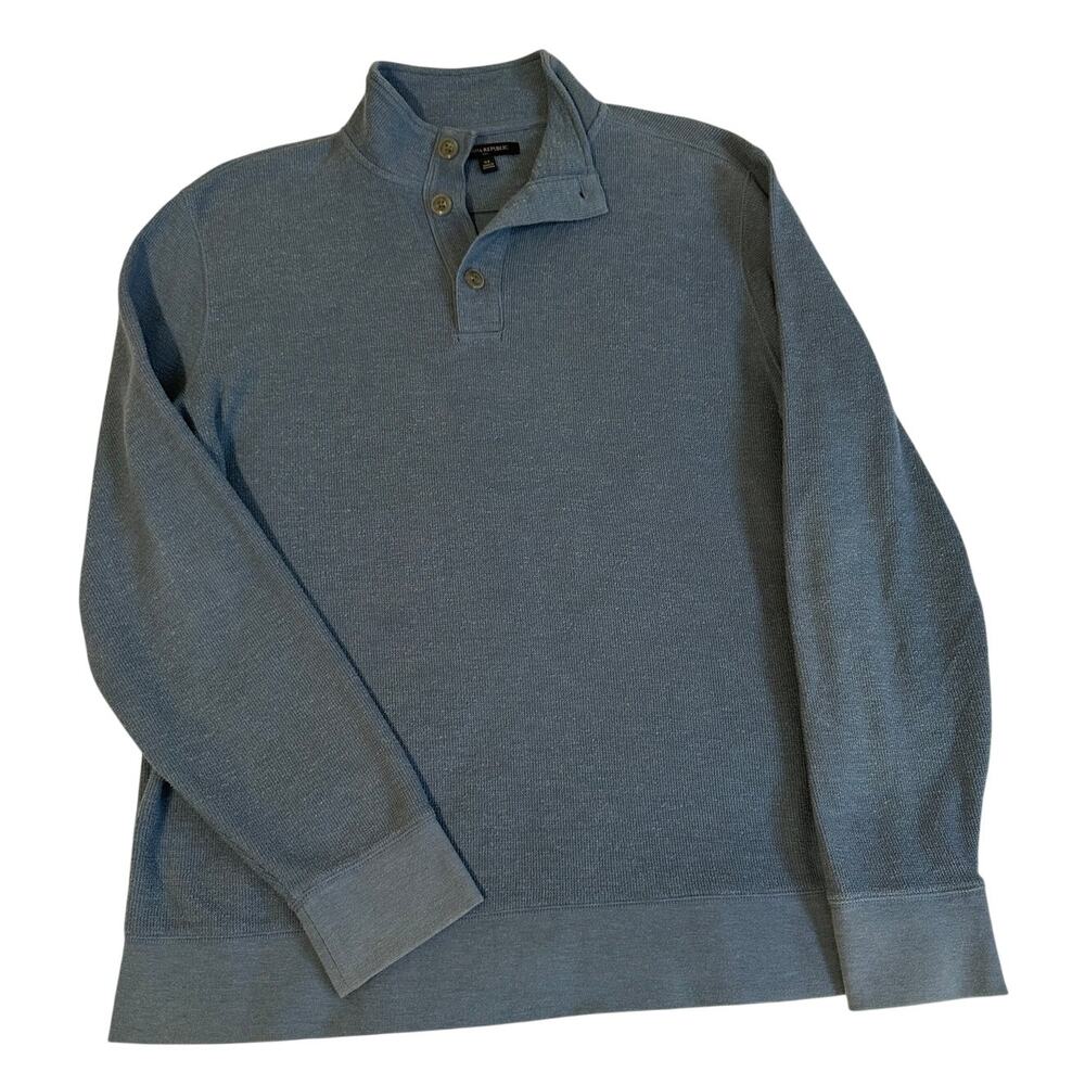 Banana Republic XL Knit Henley Sweater Blue Mens